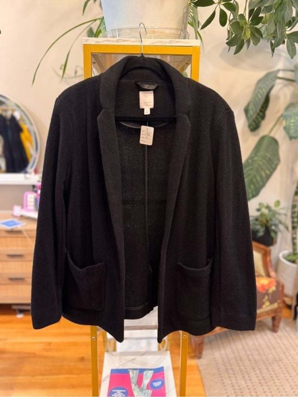 LC Lauren Conrad Black Textured Knit Cardigan